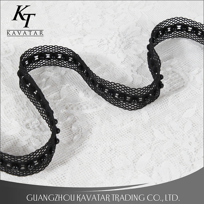 2018 High quality lace ribbon,black mesh lace,DIY beaded lace trim