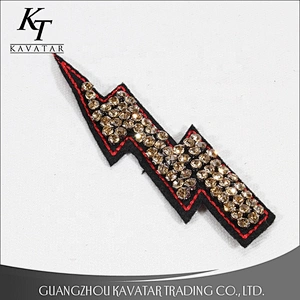 Yellow Rhinestone Lightning Beaded Patch for Clothing Sewing on Patch Beading Applique Clothes Sewing Accessories