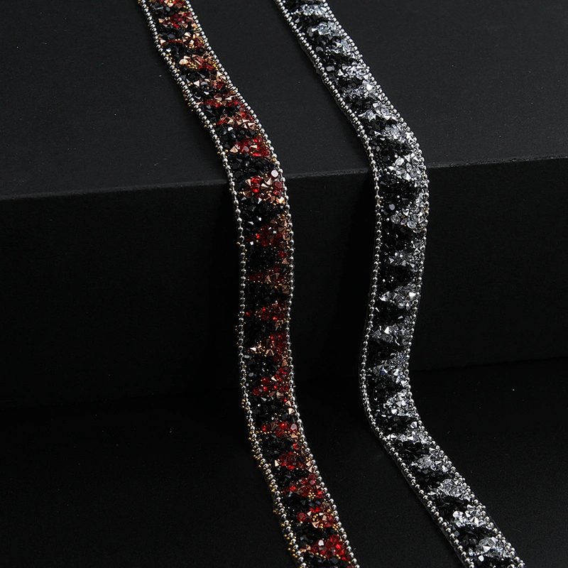 Kavatar Wholesale Accessories Chain Beaded Rhinestone Hotfix Trim Garment Accessory  Iron on Trims