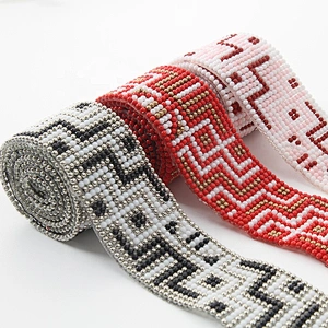 Kavatar multi color  Hotfix rhinestone Trims iron on for garment glass rhinestones belt rhinestone transfer design