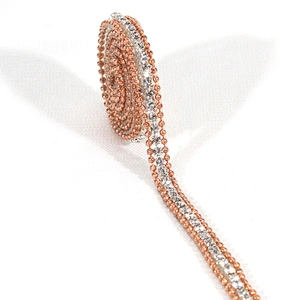 Gold Accessories Bead Chain Bordered Hotfix Rhinestone Trimming for Sandals Hats