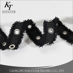 Black Grosgrain Tape Accessories Eyelet Ribbon Lacing Grommet Trim
