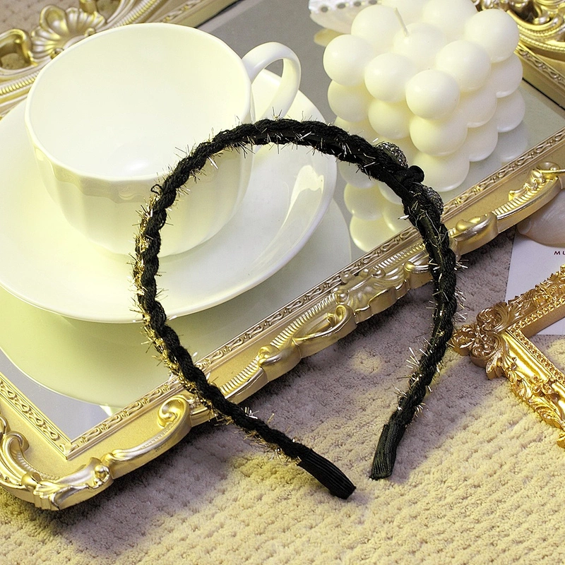 wholesale hot style rhinestone fur hairband fashion sigern twist knot headband knitted headbands for girls hair accessories