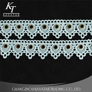 Latest Design White Polyester Eyelet Lace Trimming For Garment