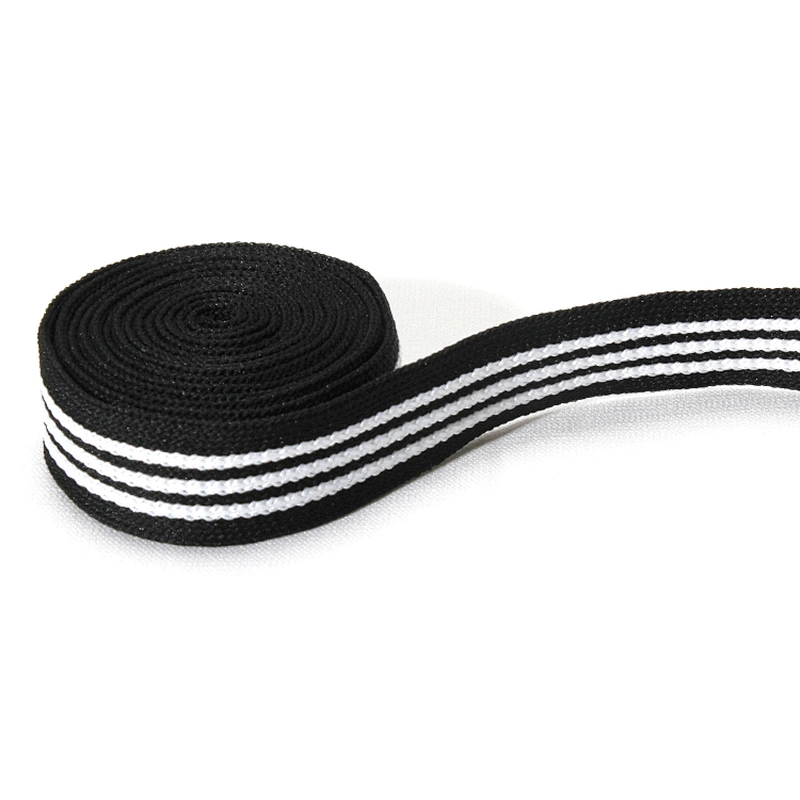 Wholesale Classical Three Strips Black Band Knit Rib Ribbon Trim Lace Tape for Sportswear and Garments