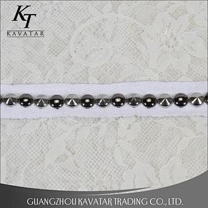 Classical style polyester design lace trim with Copper rivet for clothes