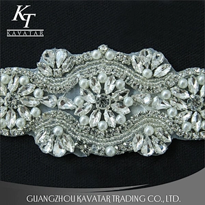 New Style Flower Rhinestone Sequin Appliques For Bride Wedding Dress