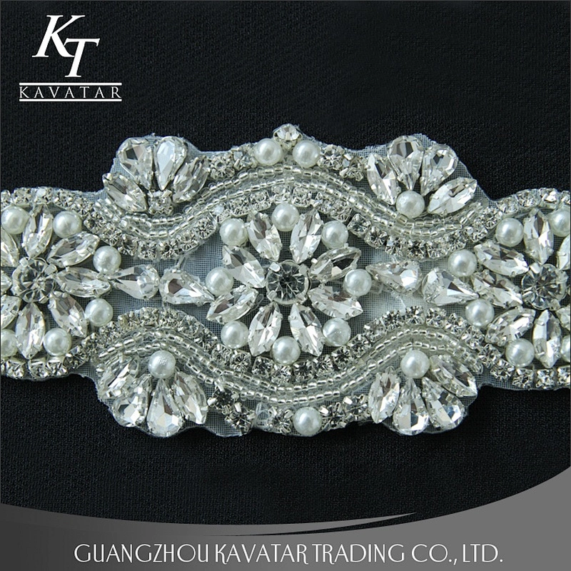 New Style Flower Rhinestone Sequin Appliques For Bride Wedding Dress