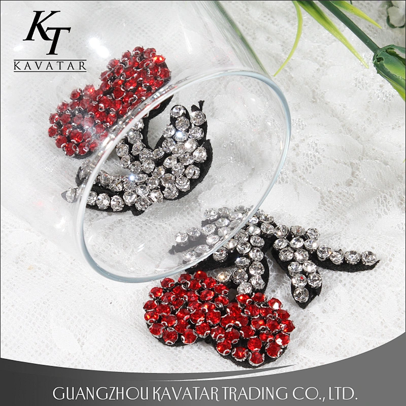 DIY Crystal Patch Cherry Motif Rhinestone Patch Sew On Clothing,Shoe,Bag