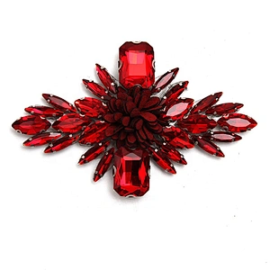Christmas Cherry Flower Decorative Sew on Rhinestone Beaded Patches Wholesale patches for clothing