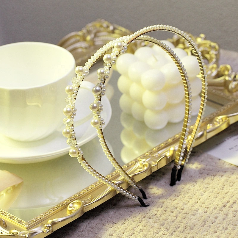 Fashion headbands 2020  Korean version of rhinestone pearl bow hairband  baroque headbands  girls headbands