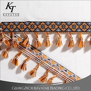 Fashion Design Golden Yellow Tassel Fringe Lace Trimming