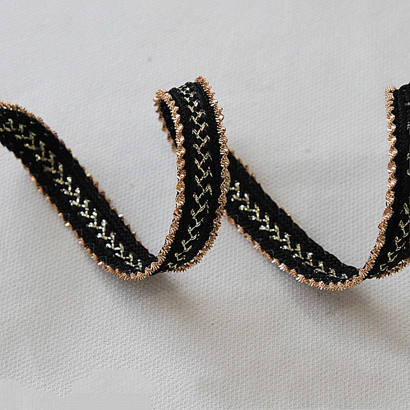 Wholesale 1.3cm webbing Copper chain gold Copperlic lace trim for garment decoration