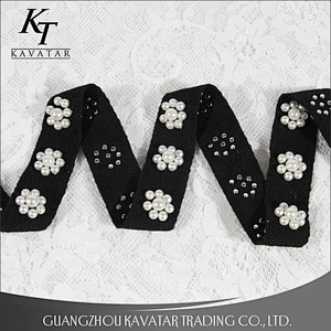 New Style Flower Shape Handmade Pearl Beaded Trimming For Garment