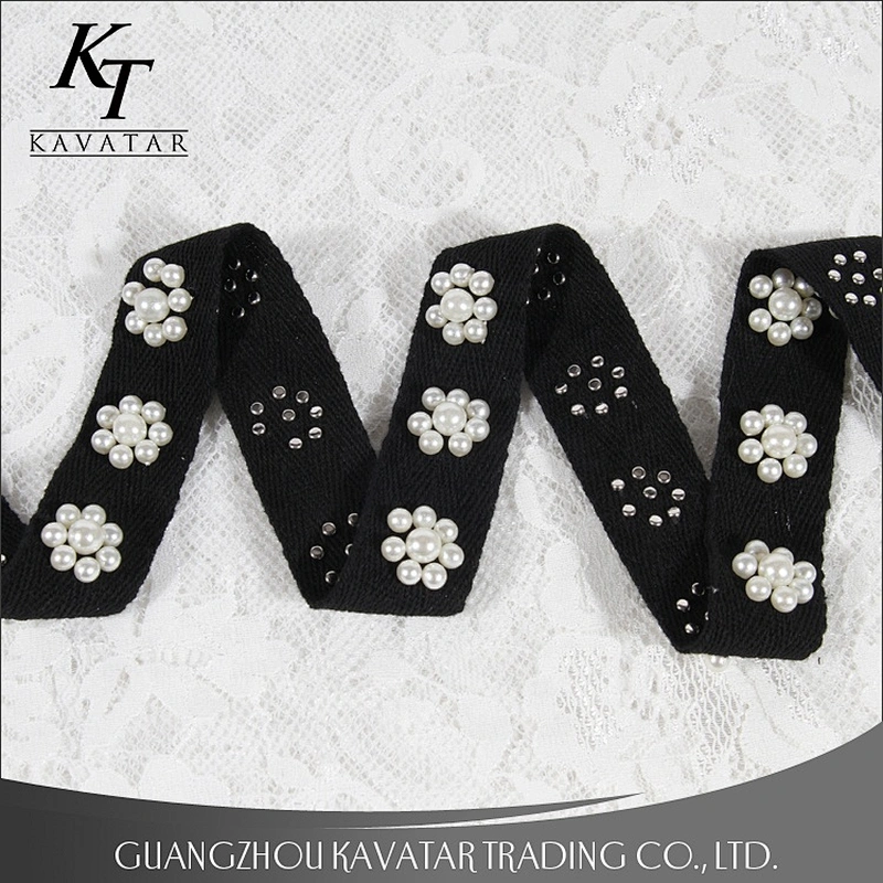New Style Flower Shape Handmade Pearl Beaded Trimming For Garment