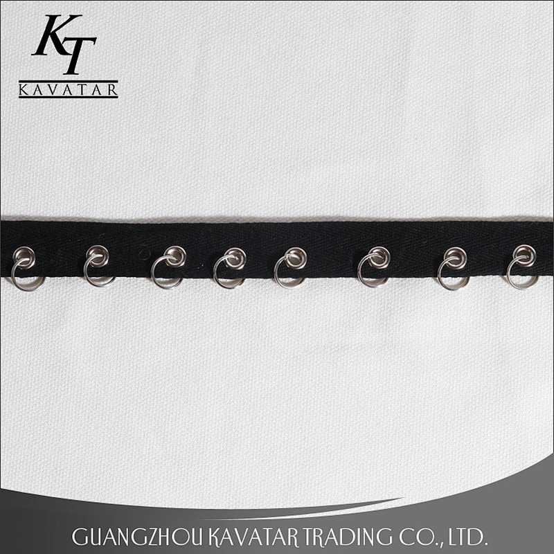 Fashion herringbone style polyester eyelet with iron hoop lace trim for garment,bags,hat,shoe