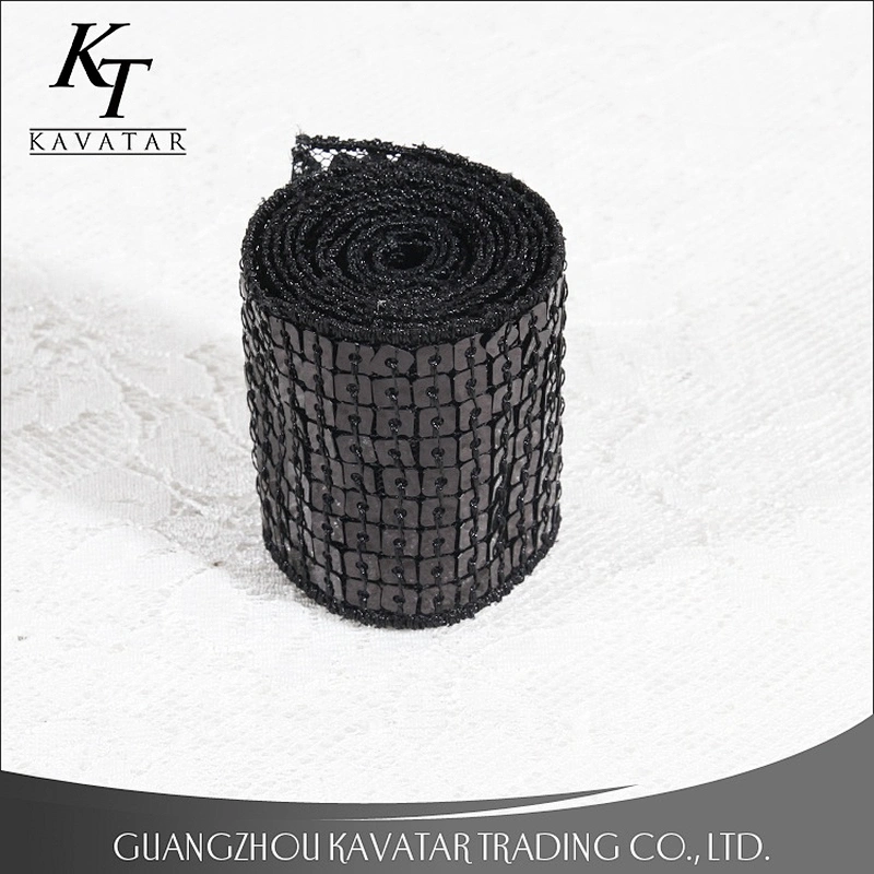 Blue Black Gold Sequin Decorative Ribbon For Garment