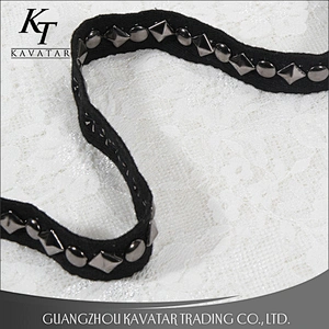 Kavatar wholesale custom black polyester decoration tape trim with Copper