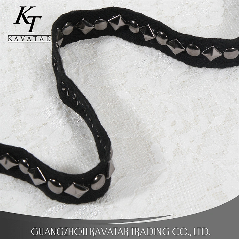 Kavatar wholesale custom black polyester decoration tape trim with Copper
