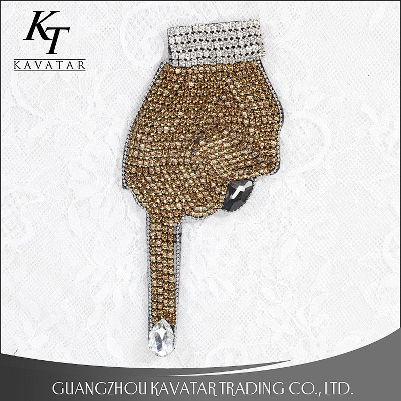 Kavatar Design Individuality Crystal Rhinestone Patches Gold Motif Patch Use For Clothing