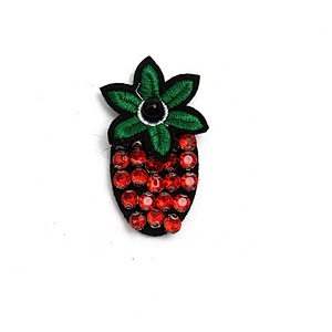 Christmas Cherry Flower Decorative Sew on Rhinestone Beaded Patches Wholesale patches for clothing