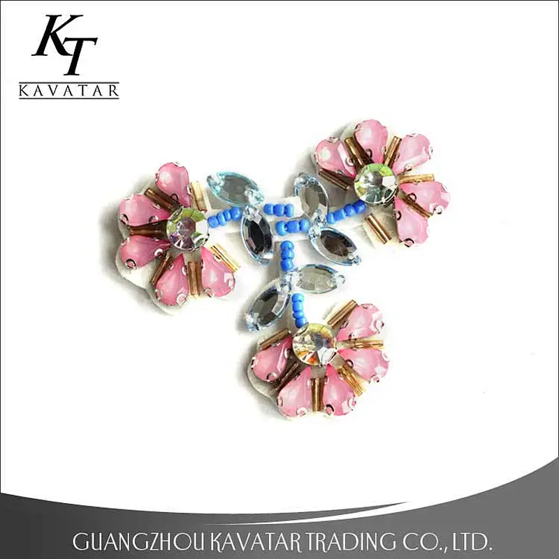 High quality new style fashion flower patches,rhinestone inset