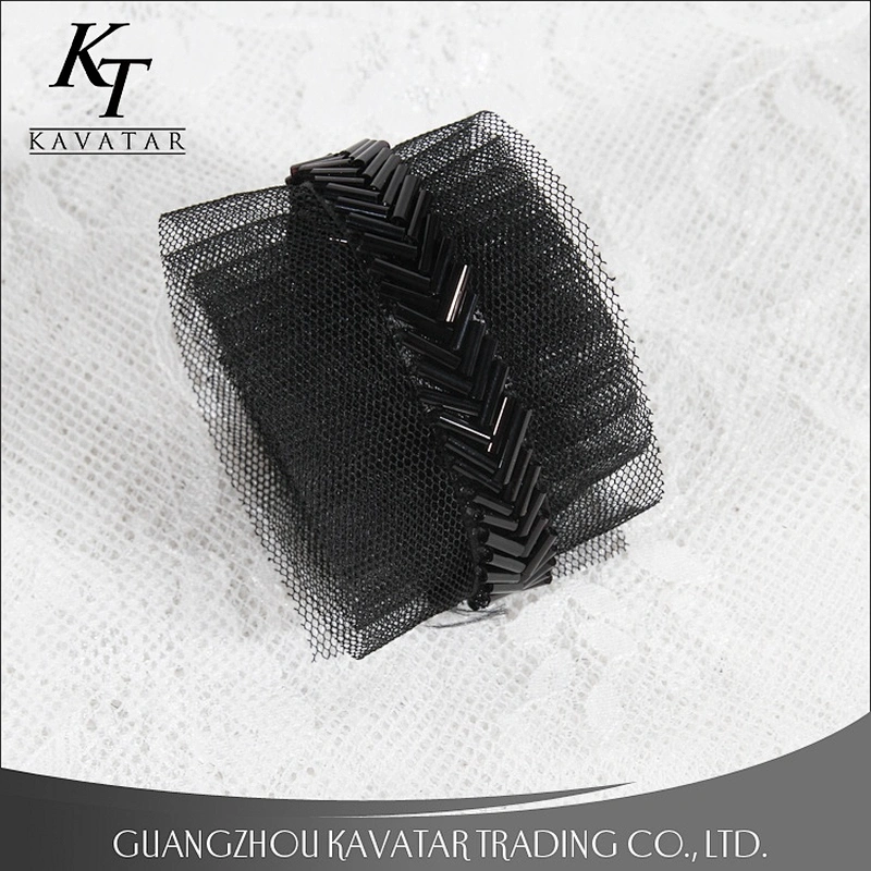 Classics Strip Shape Black Beaded Lace Ribbon To Decorative Clothing