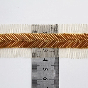 Gold and crystal white handmade sewing bead ribbon trimmings for garment