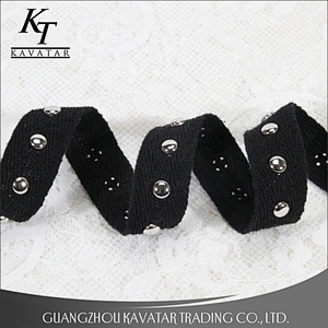 kavatar Round Beads Black Tape Lace Trimming For Garments