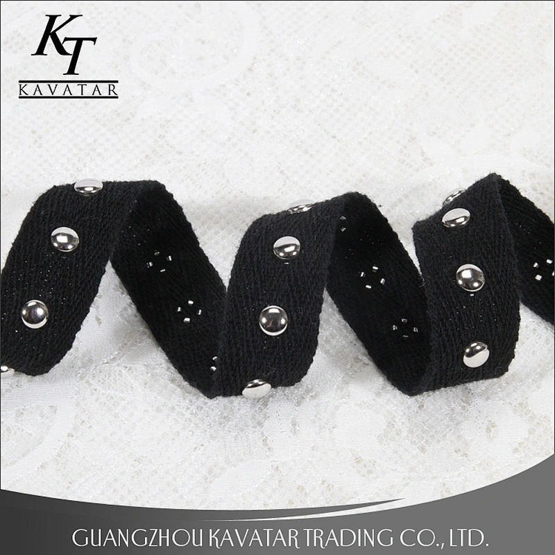 kavatar Round Beads Black Tape Lace Trimming For Garments