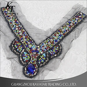 Handmade bead collar/neck trim,neck designs of kurtis