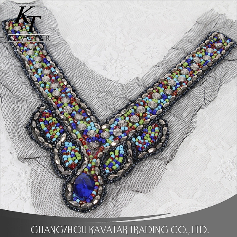 Handmade bead collar/neck trim,neck designs of kurtis