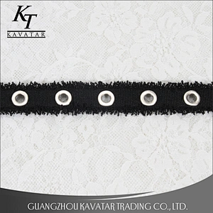 Factory price wholesale grosgrain eyelet lace trim fringe tape for garment,shoe,etc