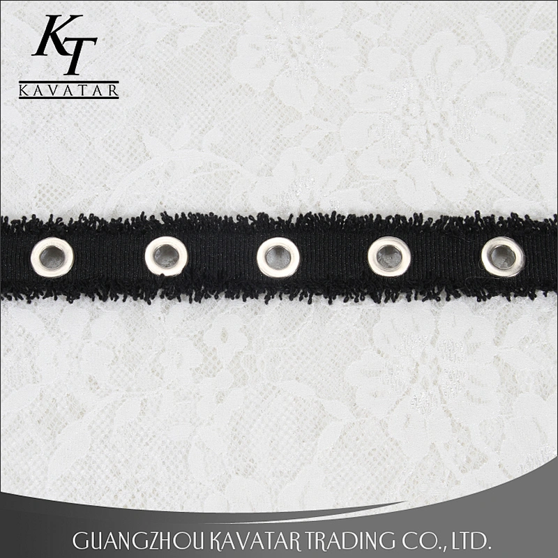 Factory price wholesale grosgrain eyelet lace trim fringe tape for garment,shoe,etc