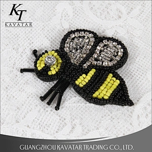 Kavatar Custom Design Insect Design Sequins Beaded Bee Patch For Decoration