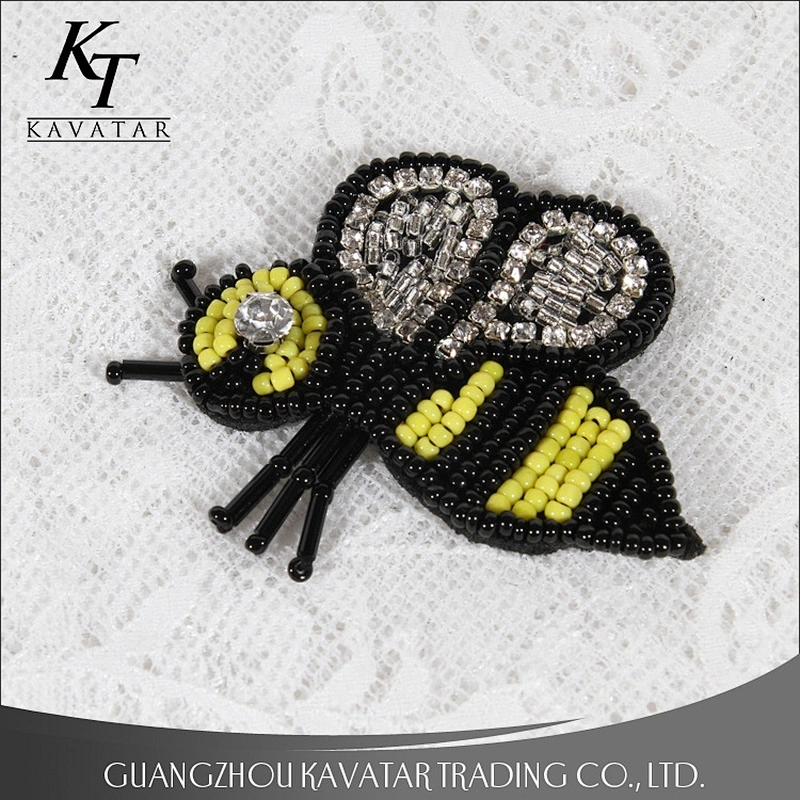 Kavatar Custom Design Insect Design Sequins Beaded Bee Patch For Decoration