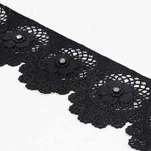 Good quality black eyelet lace flower trim manufacturer