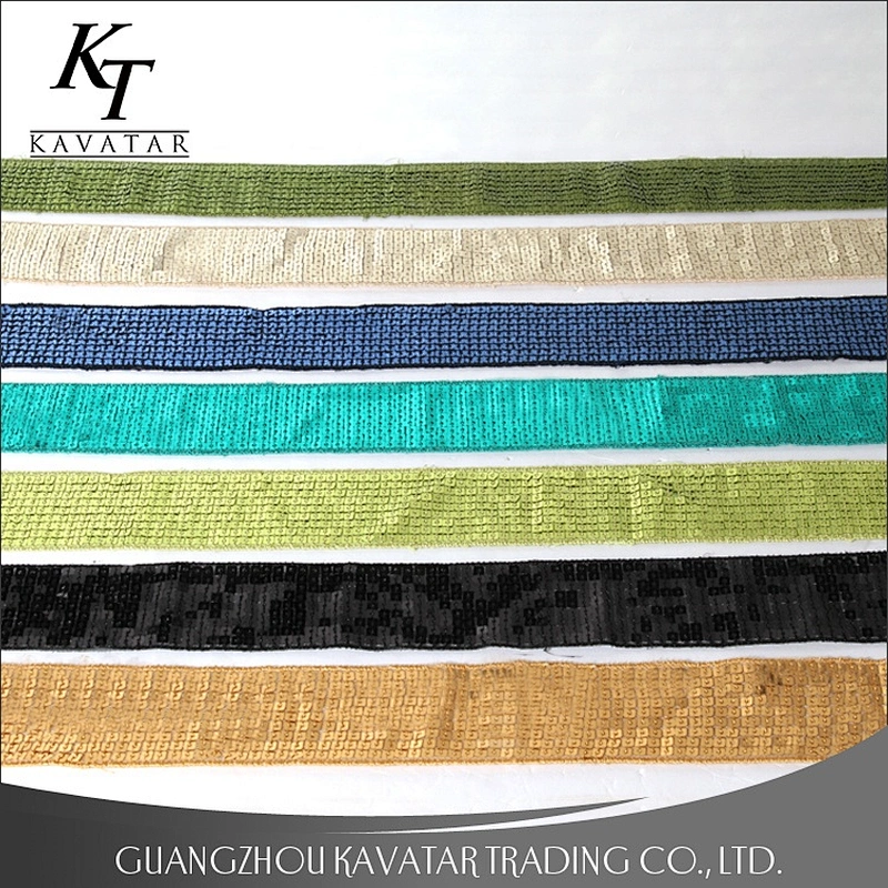 Hot sale width 4cm embroidery sequin trimmings ribbon for clothes