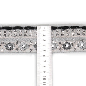 Custom Handmade Sequin Beaded Mesh Tape Embroidery Border Lace Trim for Dresses Clothes