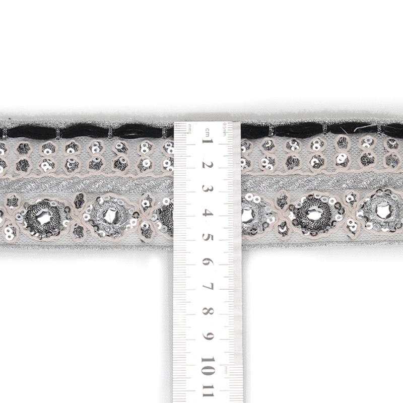 Custom Handmade Sequin Beaded Mesh Tape Embroidery Border Lace Trim for Dresses Clothes