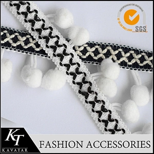 Custom tassel fringe,wholesale pom pom fringe for clothes
