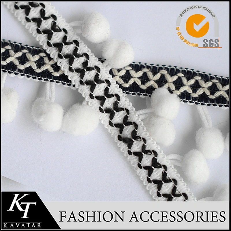 Custom tassel fringe,wholesale pom pom fringe for clothes