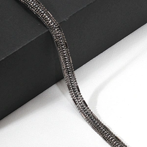 Black Acrylic Beads Edging Accessories Chained Hotfix Transfer Trimming for Garments Shoes