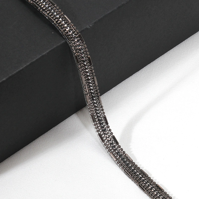 Black Acrylic Beads Edging Accessories Chained Hotfix Transfer Trimming for Garments Shoes