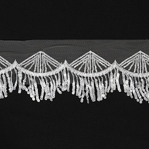 Custom Decorative Floral Sequin Embroidery Beaded Fringe Lace Border