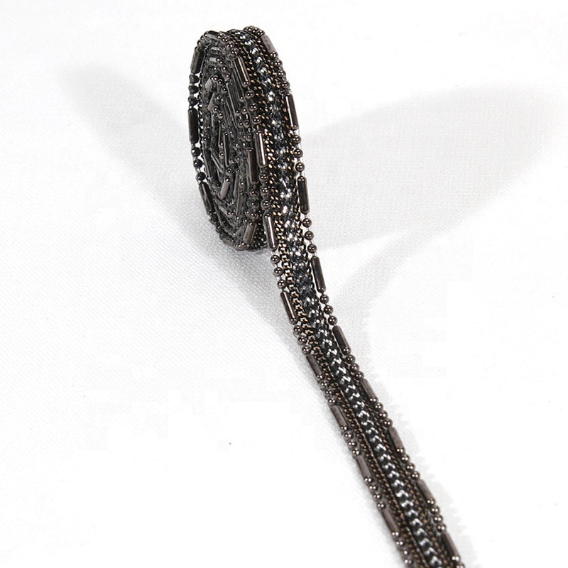 Kavatar Beads Accessories Chain Decorated Black Plastic Rhinestone Trim