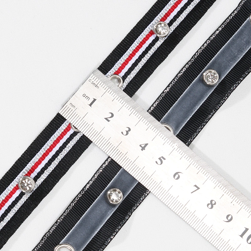 Unique white eyelet  trim tape with crystal