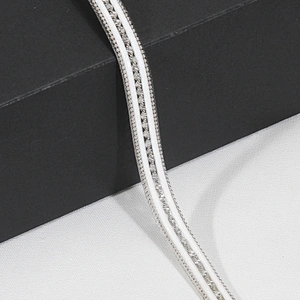 Wholesale 1cm Copper Chain Beaded Hotfix Trim with White Strips