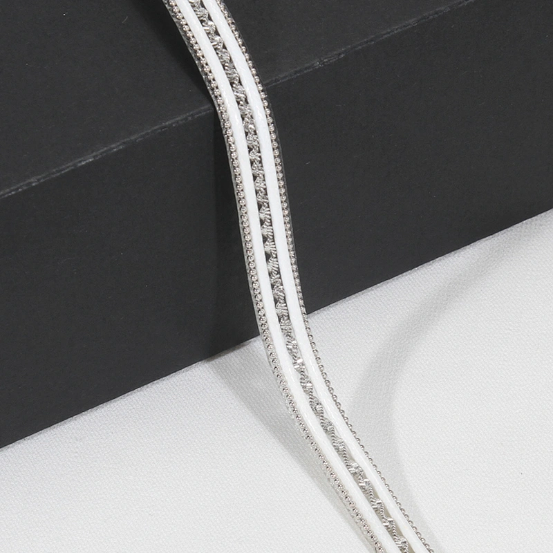 Wholesale 1cm Copper Chain Beaded Hotfix Trim with White Strips