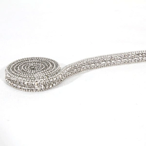 Decorative 1cm Accessories Beads Edged Hot Fix Rhinestone Trim for Garments